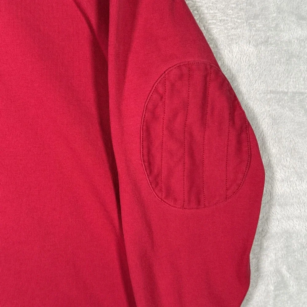 Polo Ralph Lauren Rugby Shirt Mens XL Red Elbow Patch Long Sleeve White Collar - Picture 2 of 10